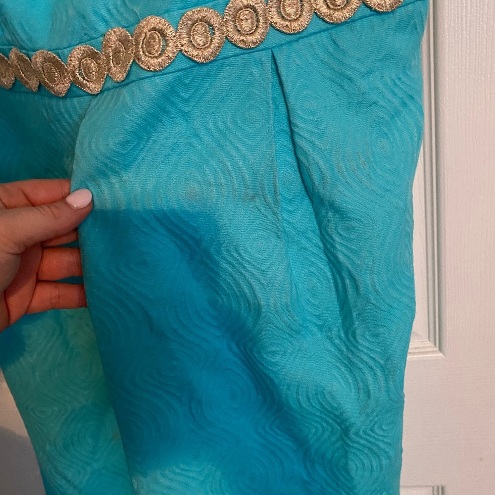 Lilly Pulitzer strapless gold trim dress - Picture 4 of 5